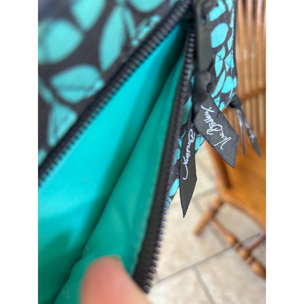 Vera Bradley Turnlock Wallet Night and Day Teal Brown Quilted Cotton Retired - Picture 4 of 6
